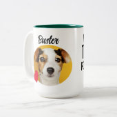Funny dog quote & custom Foto/name Fathy Day Zweifarbige Tasse (Vorderseite Links)