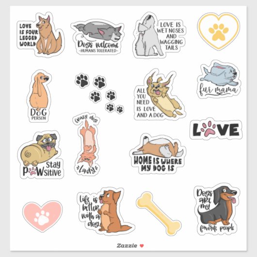Funny Dog Quotes Stickers Aufkleber (Blatt)