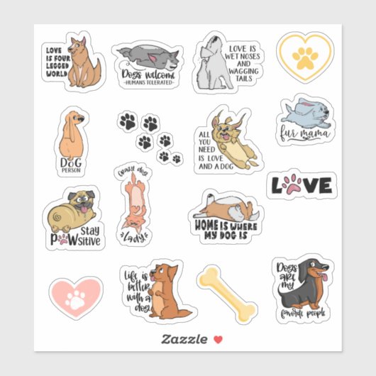 Funny Dog Quotes Stickers Aufkleber (Blatt)