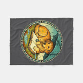 Funny Dog Reading Book Rain Cozy Umbrella Cute Art Fleecedecke (Vorderseite (Horizontal))