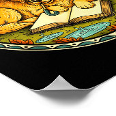 Funny Dog Reading Book Rain Cozy Umbrella Cute Art Poster (Ecke)