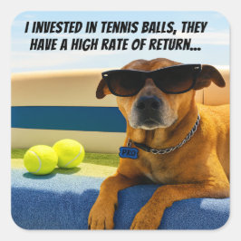 Funny Dog Retirement Boat Tennis Balls Sunglasses  Quadratischer Aufkleber