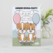 Funny Dog Reveal Gender Party Einladung (Stehend Vorderseite)