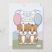 Funny Dog Reveal Gender Party Einladung (Rückseite)