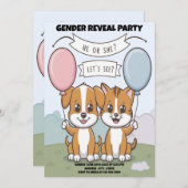 Funny Dog Reveal Gender Party Einladung (Vorne/Hinten)