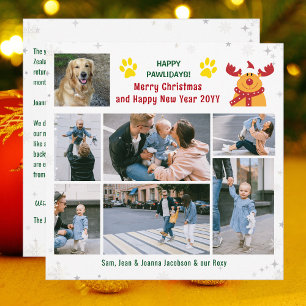 Funny Dog Rudolph Happy Pawlidays Fotos Weihnachte Feiertagskarte