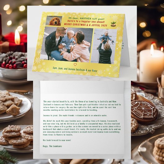 Funny Dog Ruff Jahr 3 Fotos Merry Xmas Golden Karte