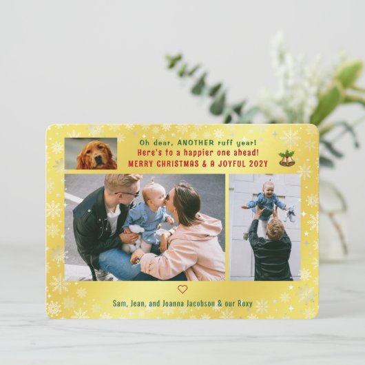 Funny Dog Ruff Jahr Fotos Frohe Weihnachten Golden (Stehend Vorderseite)