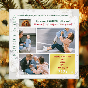 Funny Dog Ruff Year Peace Liebe Joy 4 Fotos Golden Feiertagskarte