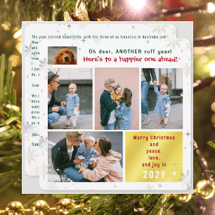 Funny Dog Ruff Year Peace Liebe Joy Niedlich 5 Fot Feiertagskarte