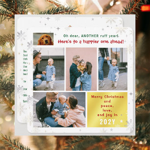 Funny Dog Ruff Year Peace Liebe Joy Niedlich 5 Fot Feiertagskarte