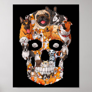 Funny Dog Skull Hunde Paw Lover Halloween Hund Ske Poster