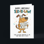 Funny Dog Son-in-Law Card - Sniff Test Spaß Dankeskarte<br><div class="desc">Feiern Sie Ihren Schwiegersohn mit einer kühnen Dosis Hausschuhe! Diese lustige Grußkarte enthält einen lächelnden Cartoon-Hund mit einem Schild, auf dem steht: "Du hast den Sniff-Test bestanden." Perfekt zum Geburtstag oder einfach nur, um sich mit ihm zu vermischen, ist es eine freche und leichtsinnige Art zu sagen: "Willkommen in der...</div>