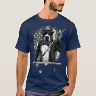 Funny Dog Spielpool Billiard American Flag Blac T-Shirt