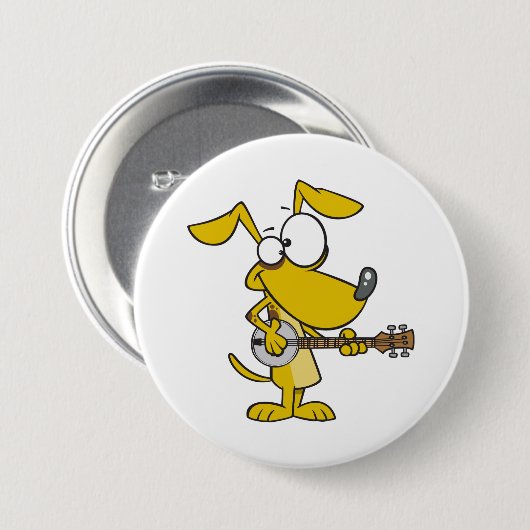 Funny Dog spielt Banjo Music Button (Vorne & Hinten)