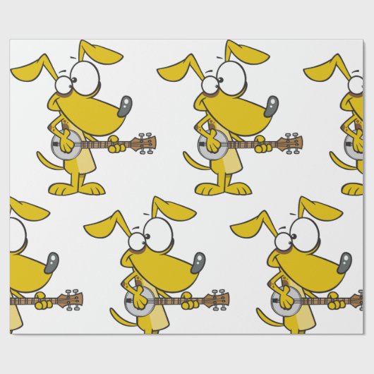 Funny Dog spielt Banjo Music Geschenkpapier (Flach)