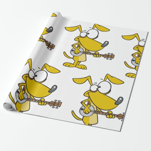 Funny Dog spielt Banjo Music Geschenkpapier (Ungerollt)