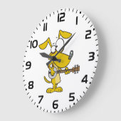 Funny Dog spielt Banjo Music Große Wanduhr (Winkel)
