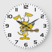 Funny Dog spielt Banjo Music Große Wanduhr (Vorderseite)