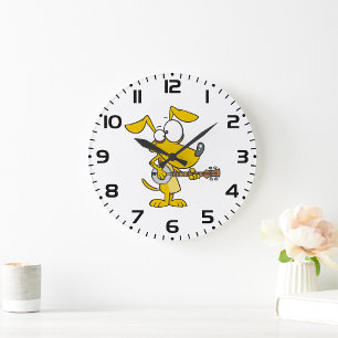 Funny Dog spielt Banjo Music Große Wanduhr