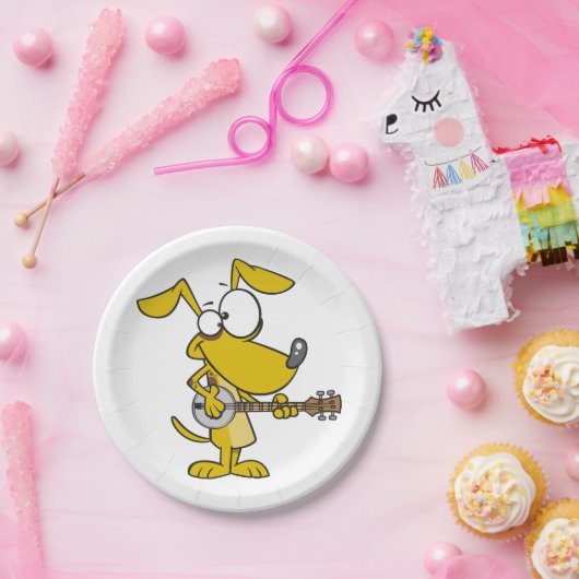 Funny Dog spielt Banjo Music Pappteller (Party)