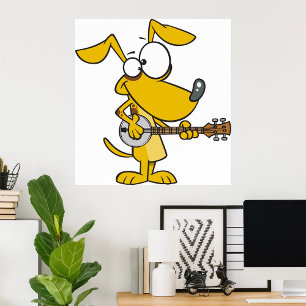 Funny Dog spielt Banjo Music Poster