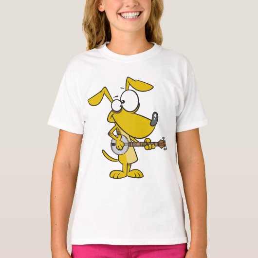 Funny Dog spielt Banjo Music T-Shirt (Vorderseite)