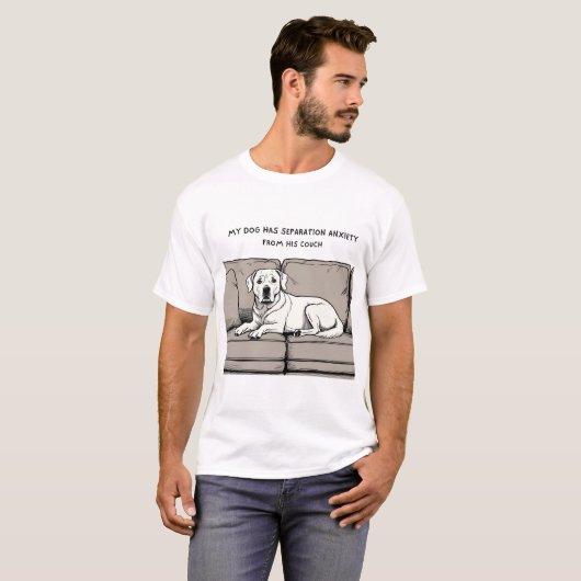 Funny Dog T - Shirt - Trennangst von Couch (Vorne ganz)