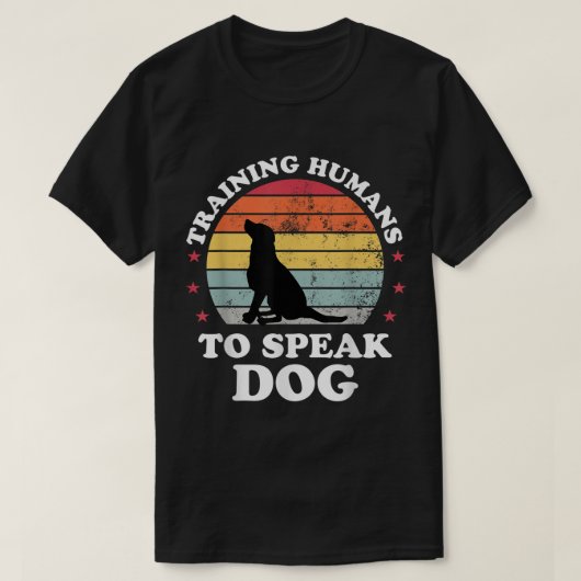 Funny Dog Trainer Retro Sunset Design T-Shirt (Design vorne)
