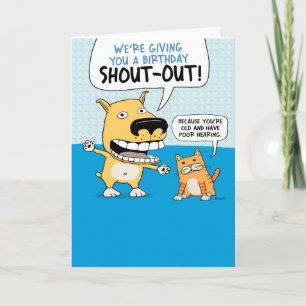 Funny Dog und Cat Birthday Shout Karte