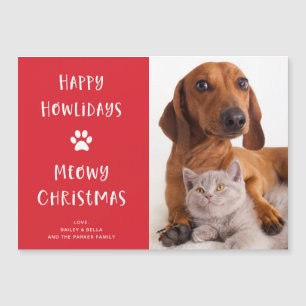 Funny Dog und Katze mit Foto   Weihnachtsfeiertag Magnetkarte