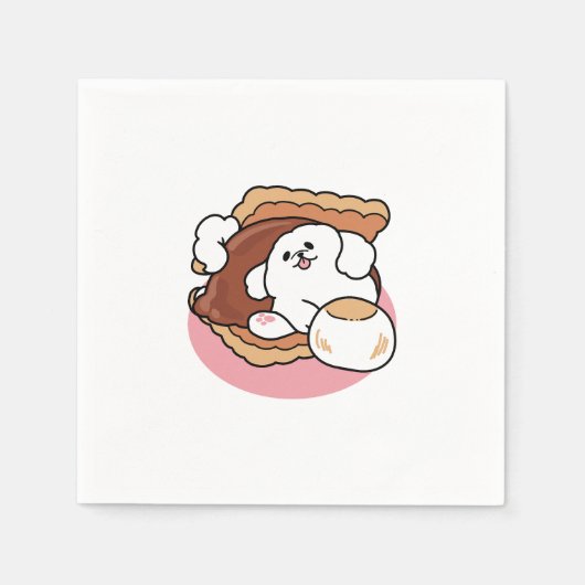 Funny Dog und S’more Design - Kawaii Pet Lover Pub Serviette (Vorderseite)