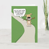 Funny Dog und Stick Birthday Karte (Vorderseite)