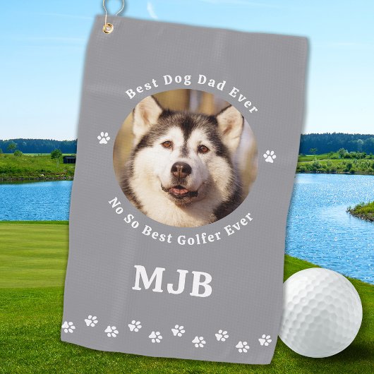 Funny DOG VATER Custom Foto Golfer Monogram Golfhandtuch