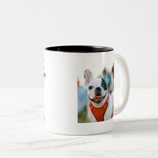 Funny Dog Vater Foto Danke, dass ihr meinen Kack a Zweifarbige Tasse (VorderseiteRechts)