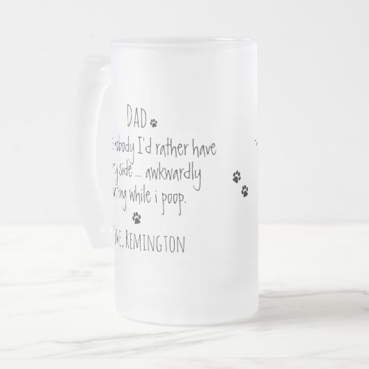Funny Dog Vater Mattglas Bierglas (Vorderseite Links)