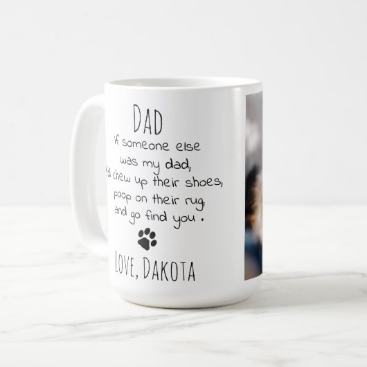 Funny Dog Vater Personalisiertes Haustier Foto Kaf Kaffeetasse (Vorderseite Links)