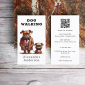 Funny Dog Walker Walking Pet Sitzen QR Code Visitenkarte