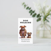 Funny Dog Walker Walking Pet Sitzen QR Code Visitenkarte (Stehend Vorderseite)