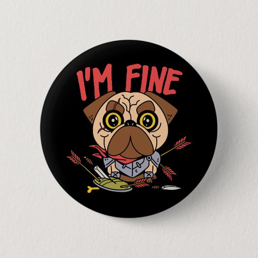Funny Dog Warrior Button (Vorderseite)