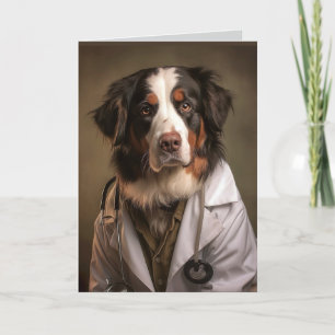 Funny Dog Wear Doctor White Coat Faltcard Dankeskarte