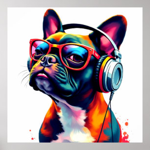 Funny Dog Wear Glasses Poster