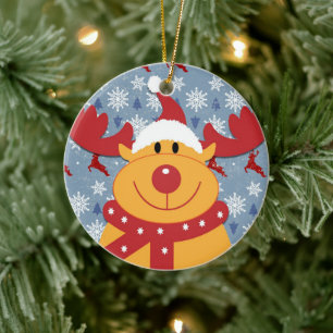 Funny Dog Wearing Christmas Deer Anzug Keramik Ornament