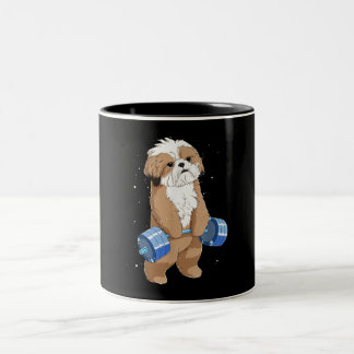 Funny Dog Weightlift Shih Tzu Zweifarbige Tasse