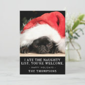 Funny Dog Weihnachtsbild Personalisiertes Foto Feiertagskarte (Stehend Vorderseite)