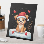 Funny Dog with Christmas Stars for Festive Season Sockelschild (In Situ)