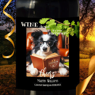 Funny Dog Workaholic Geburtstag Weinetikett