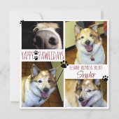 Funny Dog YAPPY PAWLIDAYS 4 Foto Paw Prints Card Karte (Vorderseite)