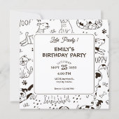 Funny Dogdoodle Muster Geburtstag Einladung (Vorderseite)
