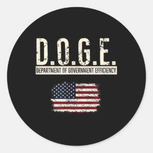 Funny Doge Department of Government Efficiency Runder Aufkleber